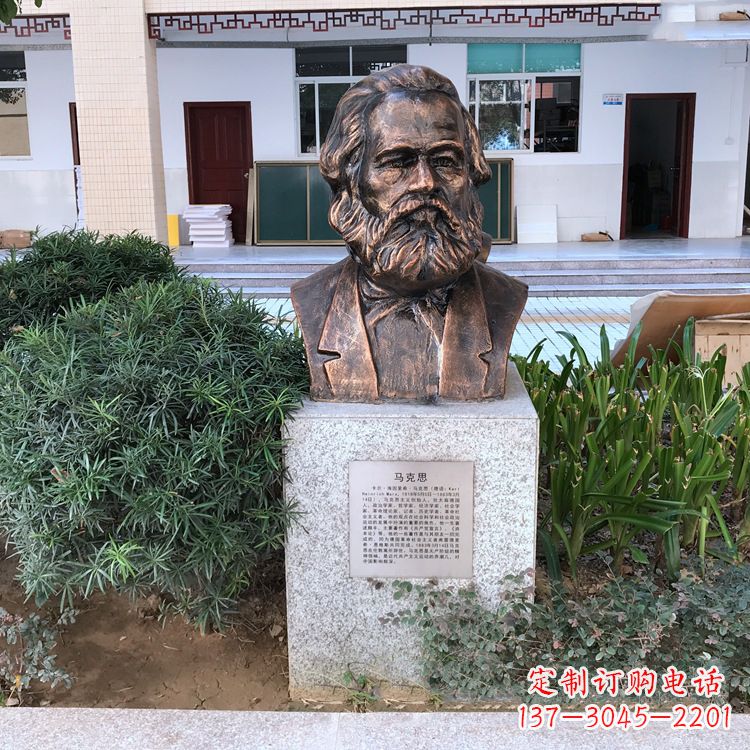 信阳马克思铸铜头像雕塑,记录校园历史精彩