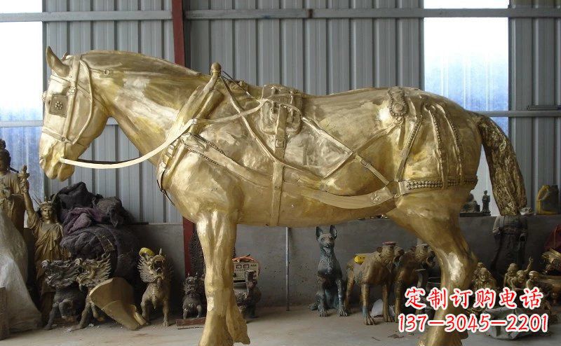 信阳中领雕塑:马拉车铜雕动物精华雕塑