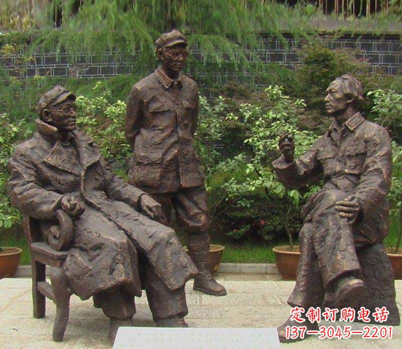 信阳精美手工雕刻的刘伯承—毛泽东雕像
