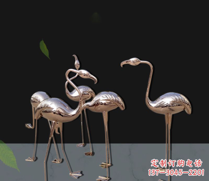 信阳玫瑰金不锈钢火烈鸟雕塑,艺术品的魅力