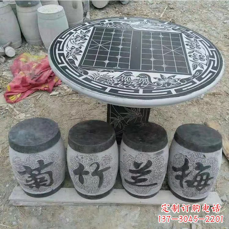 信阳传统文化融入石桌凳雕塑