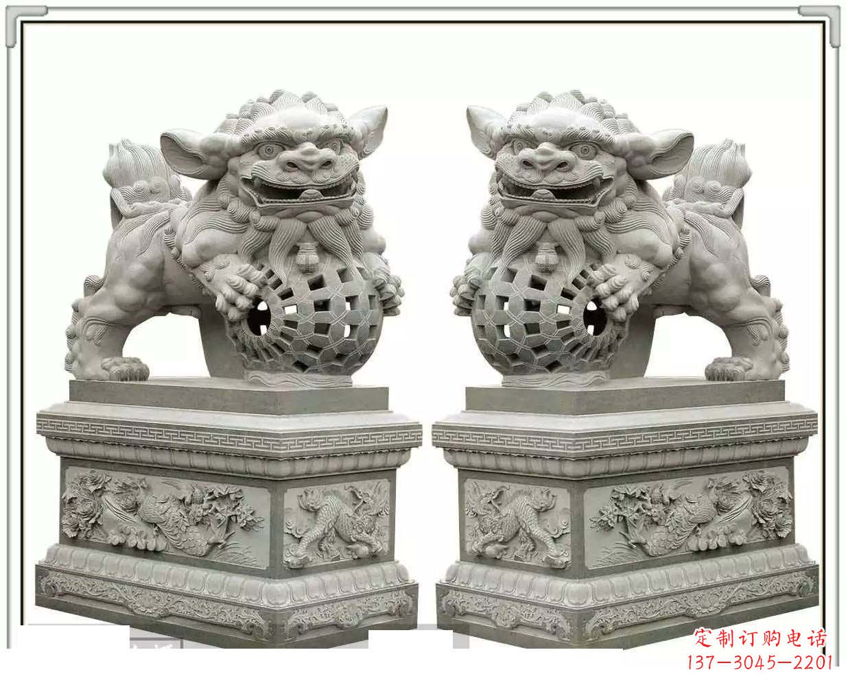 信阳精美网球狮石雕,匠心雕刻绝美网球图案