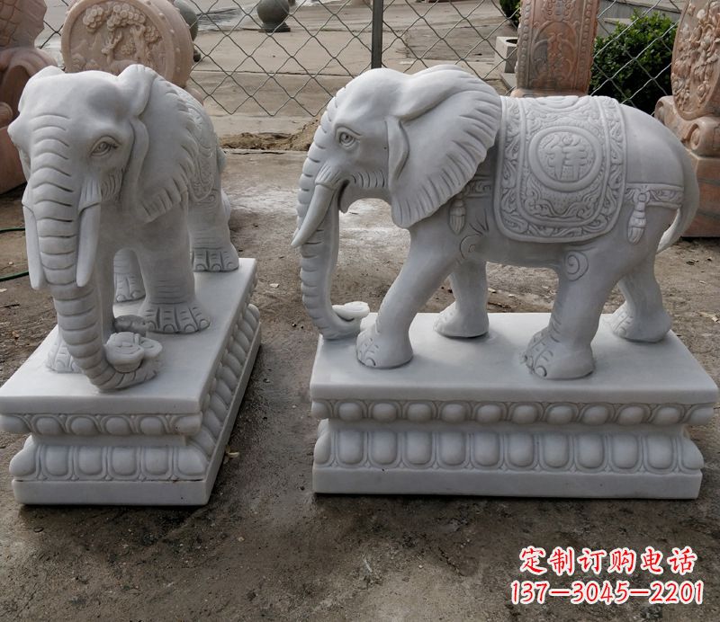信阳石雕大象,营造优雅气派