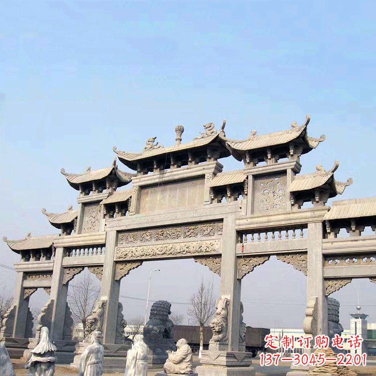 信阳精美牌坊石雕造型精致大气