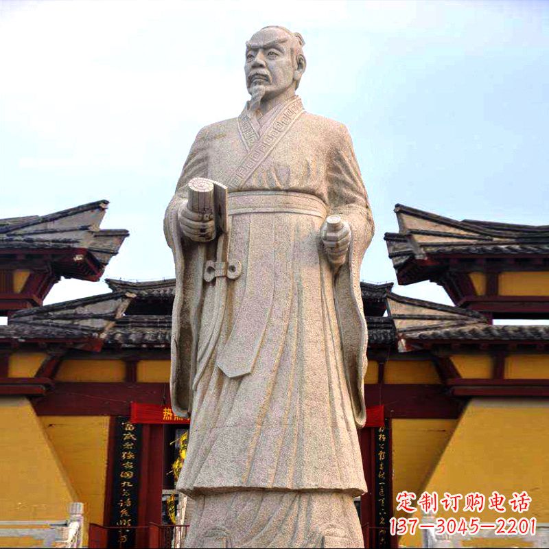 信阳传承中华传统文化,传神孟子砂岩石雕塑