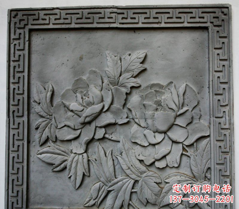 信阳牡丹青石浮雕雕塑-精美的永久装饰