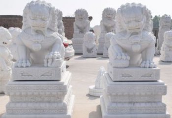 信阳汉白玉看门狮子雕塑