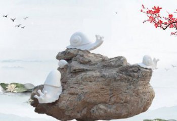 信阳高雅而令人惊叹的汉白玉蜗牛雕塑