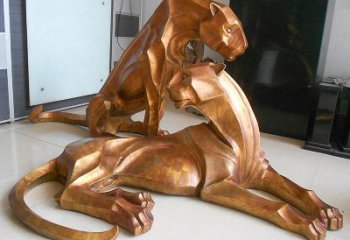 信阳草坪广场商场十二生肖铜雕豹塑