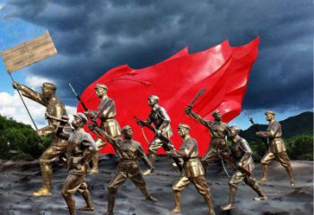 信阳纪念伟大革命先烈的红军雕塑