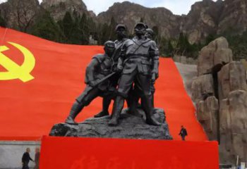 信阳狼牙山五壮士烈士铜雕，永载革命先烈光辉