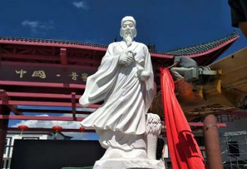 信阳传承医道中的传说——李时珍汉白玉石雕像