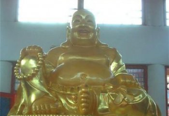 信阳传统工艺制作鎏金弥勒佛像