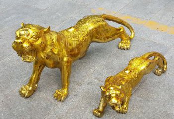 信阳鎏金老虎，铜雕工艺精美
