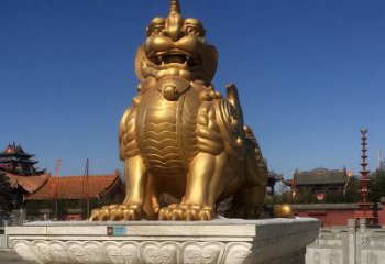 信阳鎏金獬豸铜雕，为您提供精美的景观雕塑