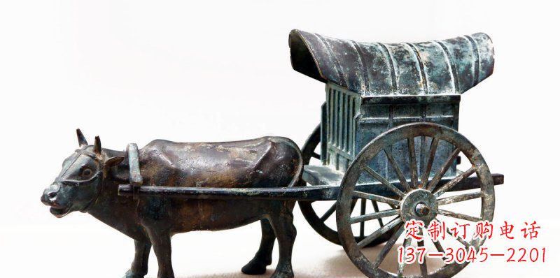 信阳定制牛车景观铜雕塑