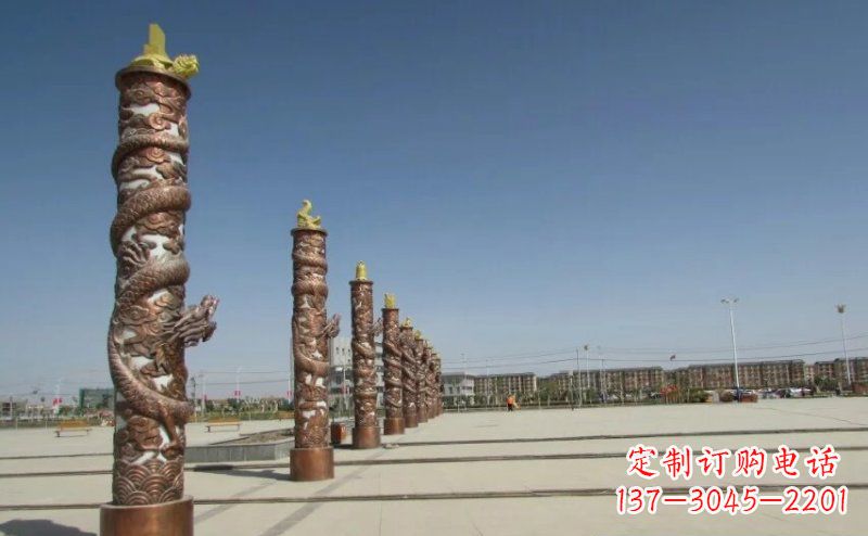 信阳中领雕塑|专业定制盘龙柱广场柱子铜雕