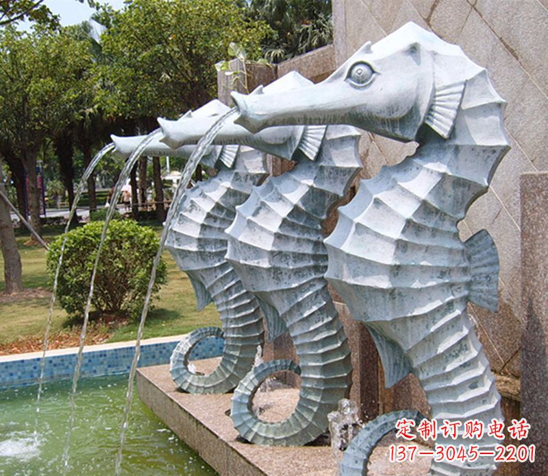 信阳喷水海马石雕,精致美观的精灵马雕塑