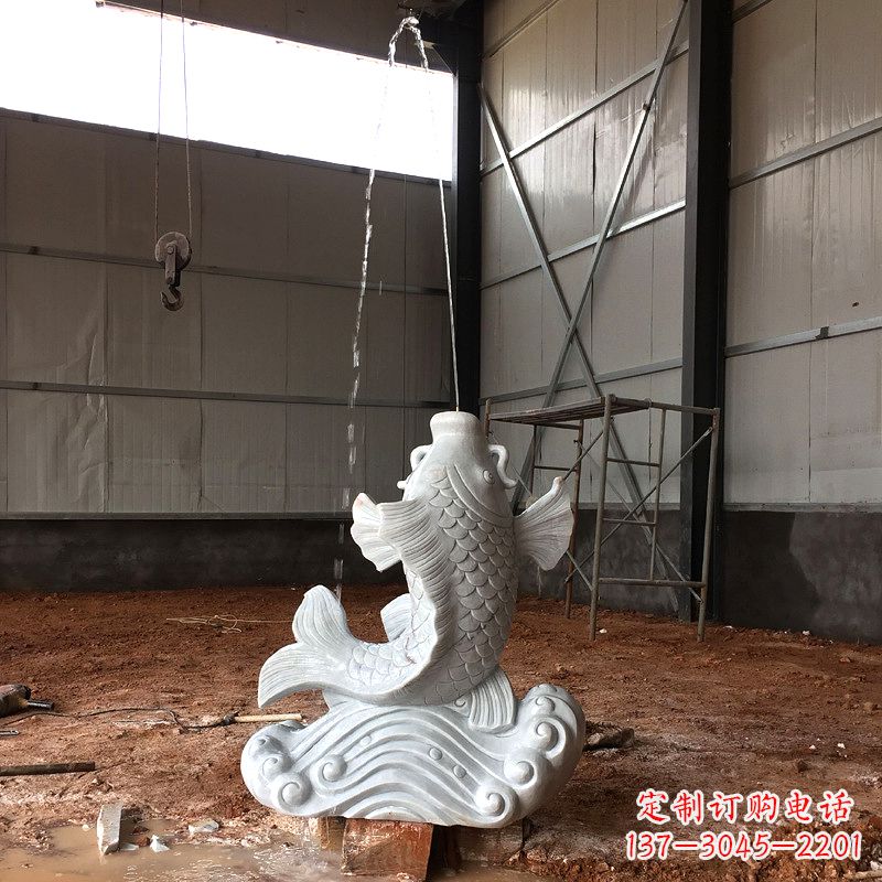 信阳汉白玉石鲤鱼雕塑,让你的梦想成真!