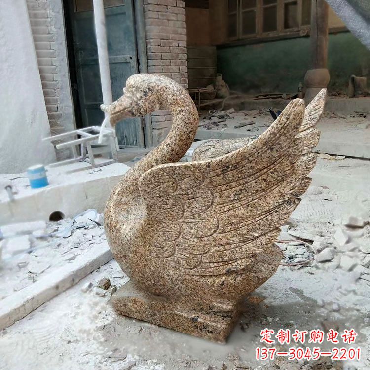 信阳应用天鹅花岗岩制作的喷水雕塑