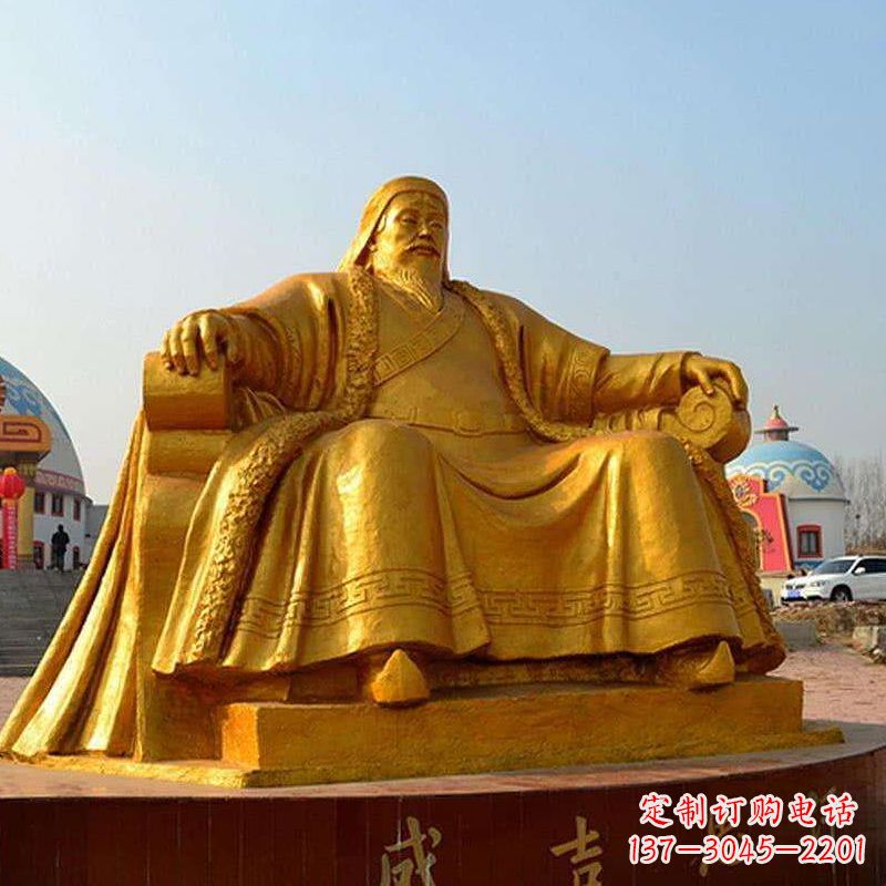 信阳雕刻古代传奇军事家成吉思汗铜雕像