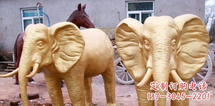 信阳漆金巨型大象雕塑,由中领雕塑厂家定制制作…