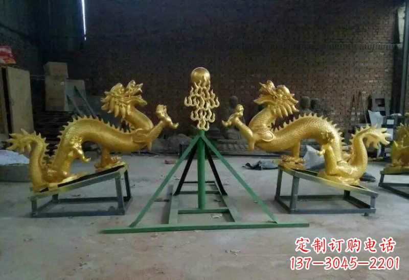 信阳享受经典,领略古老传统,精美特色的双龙戏珠铜雕