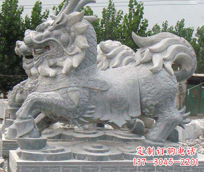 信阳古典麒麟招财神兽石雕,传承古典非凡财富之美