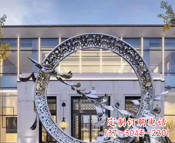 信阳华丽大雁不锈钢圆环雕塑