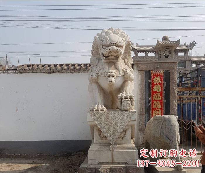 信阳精美大理石狮子石雕