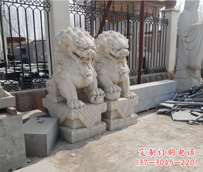 信阳大理石狮子雕塑,充满豪迈气派