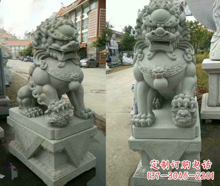 信阳大理石狮子石雕——雕塑定制中的艺术精品
