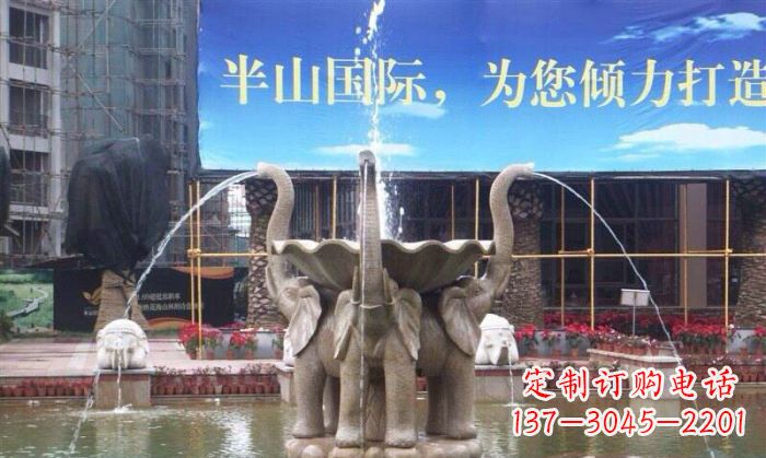 信阳室内外精美小象喷泉石雕