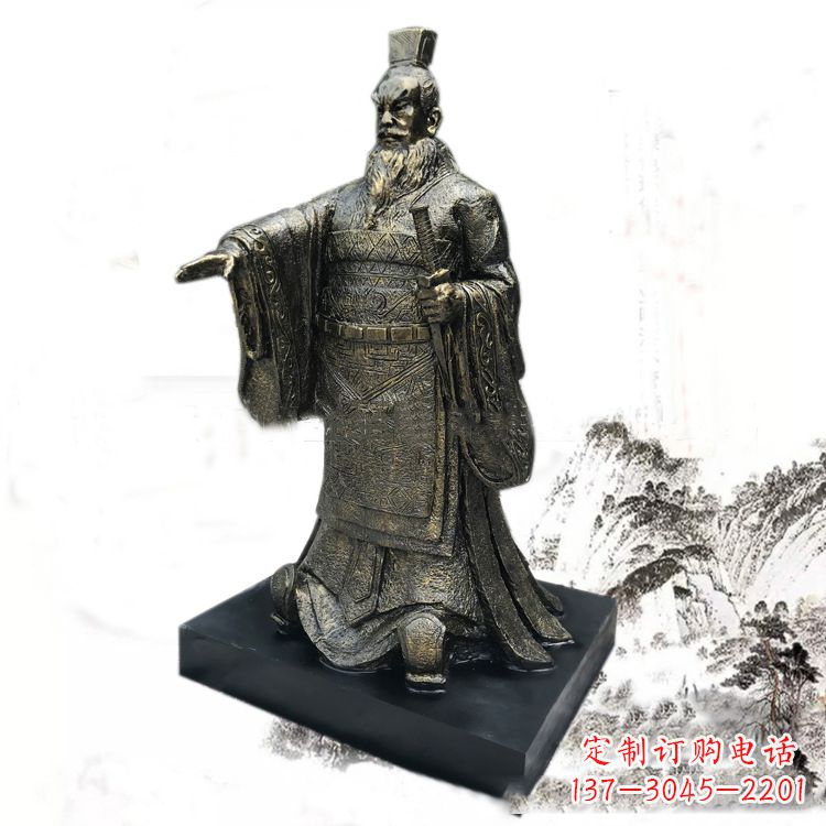 信阳精美秦始皇玻璃钢仿铜雕塑