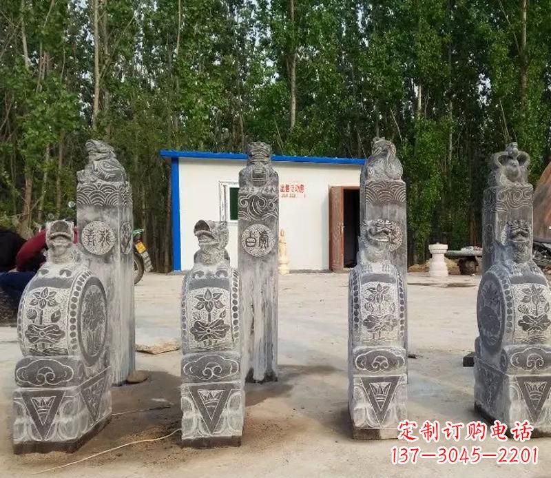 信阳青石抱鼓石门墩雕塑