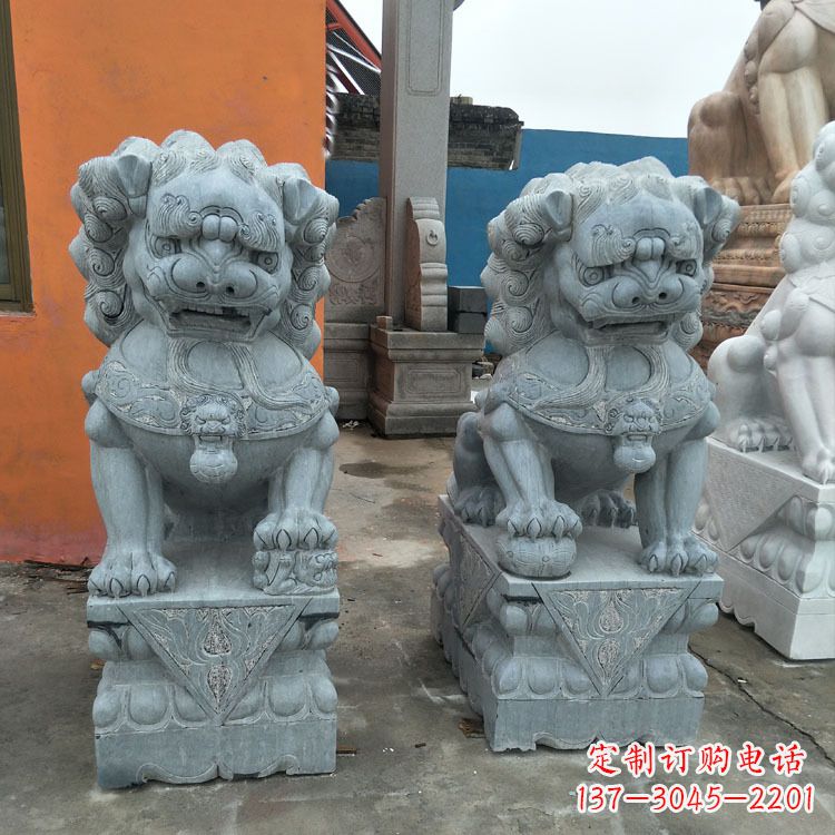 信阳精美的青石北京小狮子雕塑