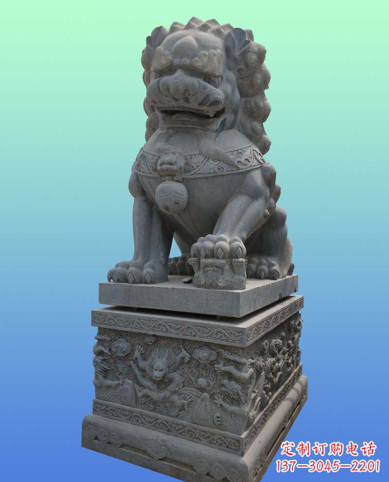 信阳传统工艺与现代美感完美结合的青石狮子雕塑