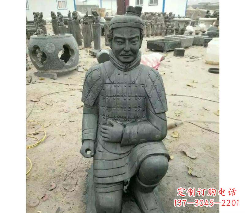信阳青石仿古兵马俑雕塑,精巧细腻