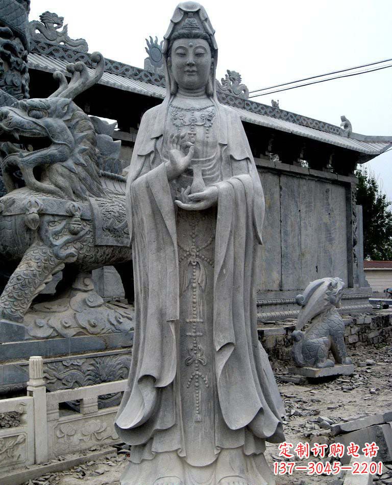 信阳青石仿古观音雕像|传承古代神话传统