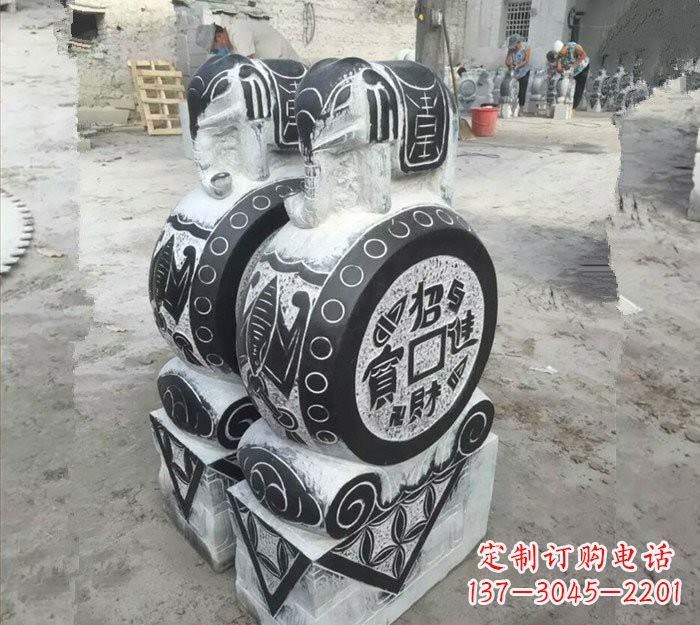 信阳华丽雅致!青石仿古招财进宝大象门墩