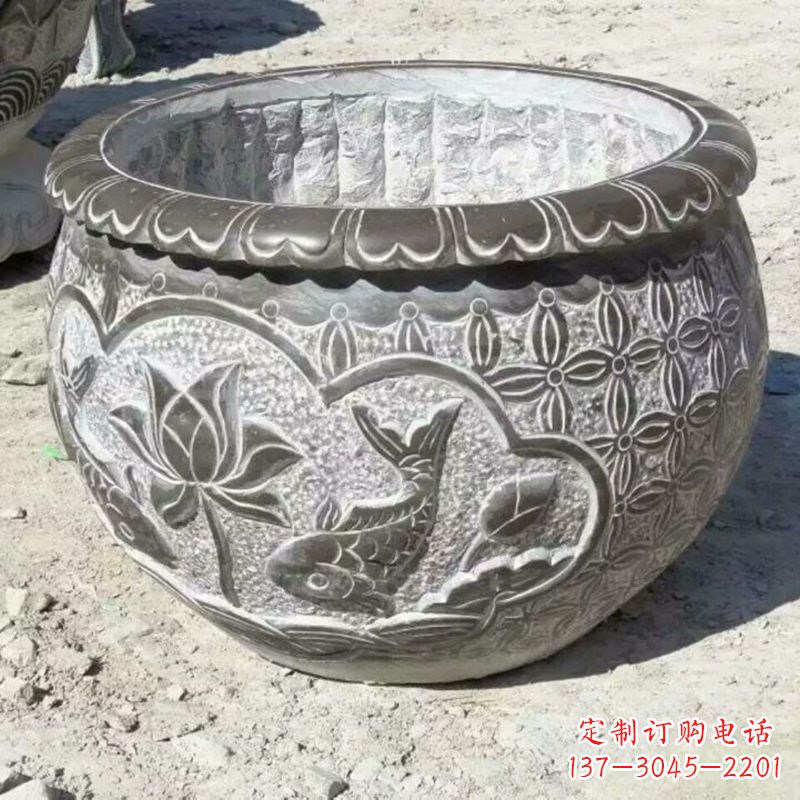 信阳精致青石浮雕水缸,为您打造精美绝伦的定制雕塑