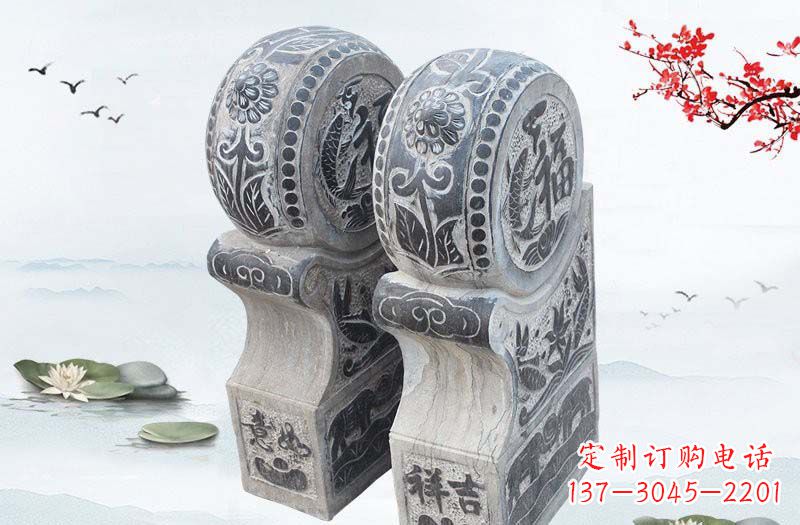信阳青石精美门墩雕塑,给您的家园以完美臻致