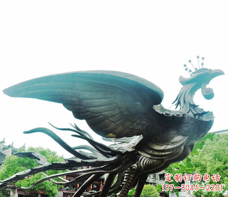 信阳青铜凤凰雕塑,传承古典魅力