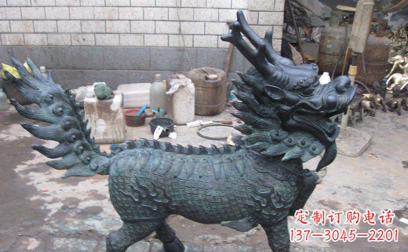 信阳青铜雕制神兽麒麟,艺术匠心之至