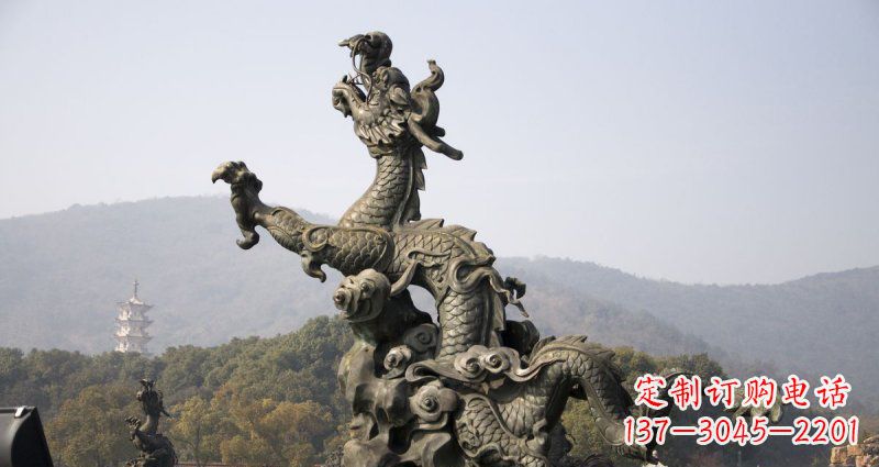 信阳中领雕塑|传统青铜神龙出水铜雕