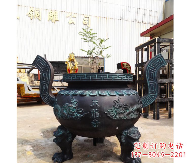 信阳精美青铜寺庙广场香炉雕塑
