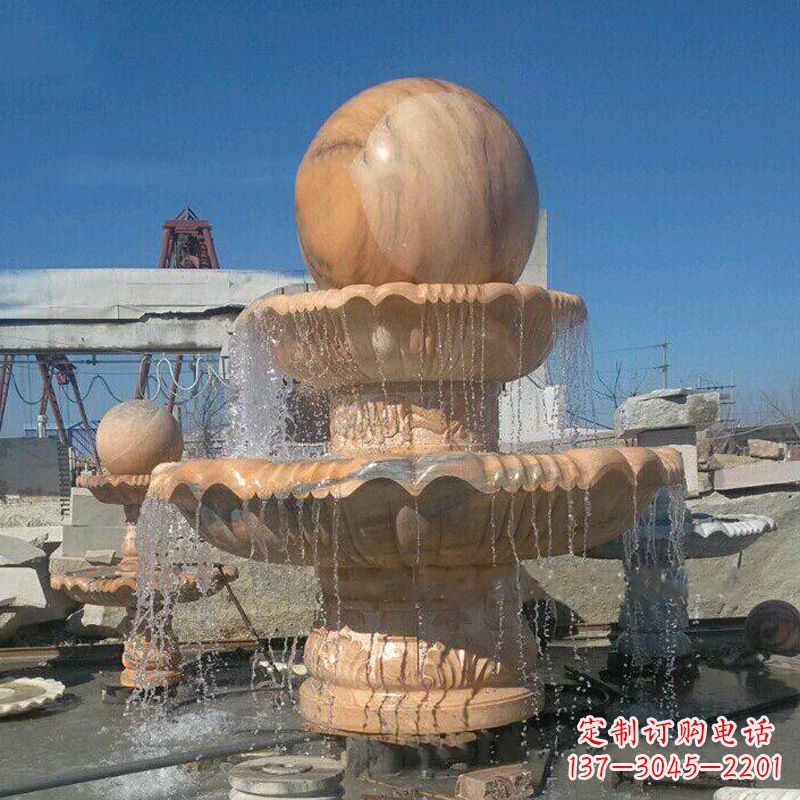 信阳曲阳石雕风水球喷泉:给你家的空间带来最好的祝福
