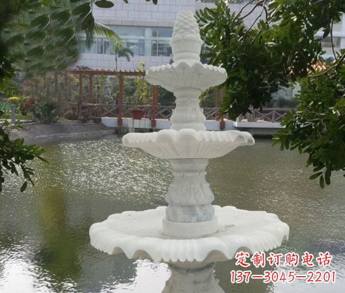 信阳三层喷泉汉白玉公园石雕