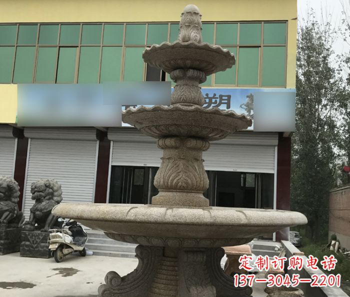 信阳三层砂岩喷泉欧式石雕,定制专属你的雕塑