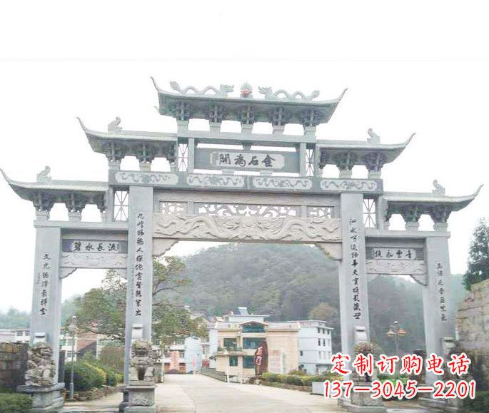 信阳三门五楼石牌坊石雕——精美精致的多层次雕刻